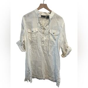 100% Linen white Tunic size Large